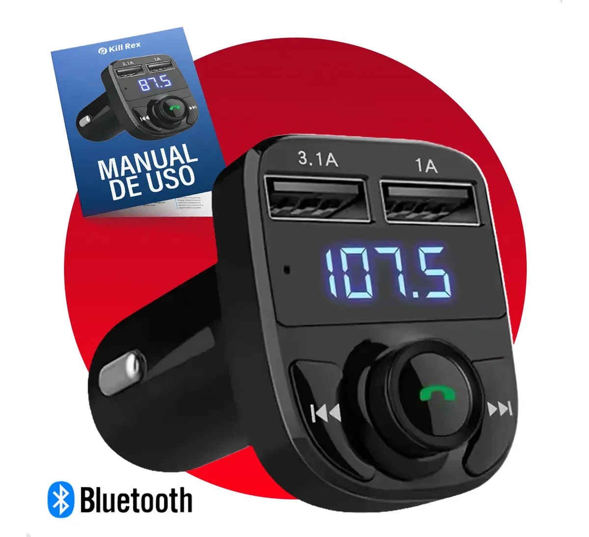 Transmissor FM Bluetooth para Carro